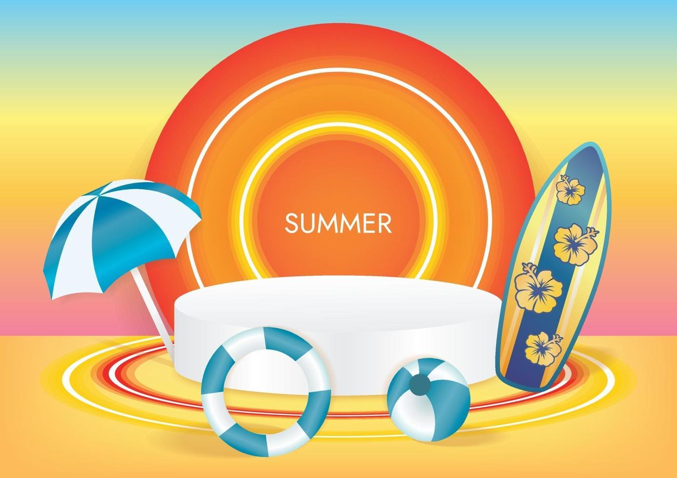 beach summer sale podium vector