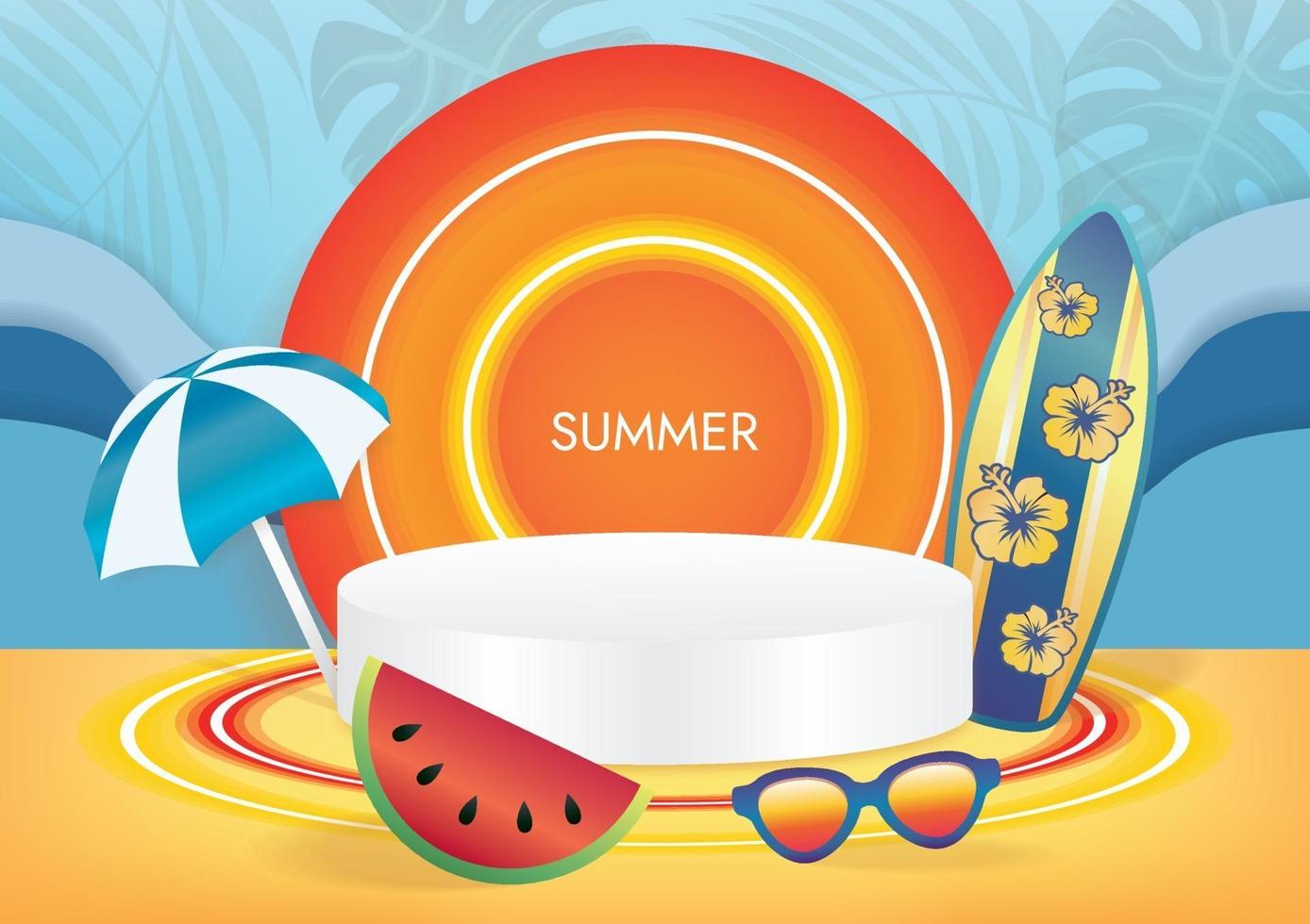 special summer sale podium design vector art background