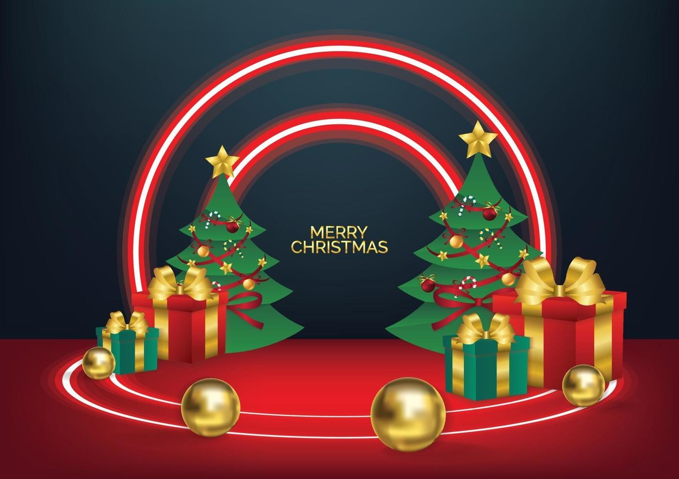 red neon christmas display vector