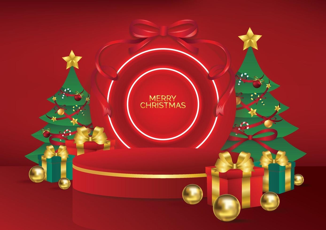 product display Christmas podium art background vector