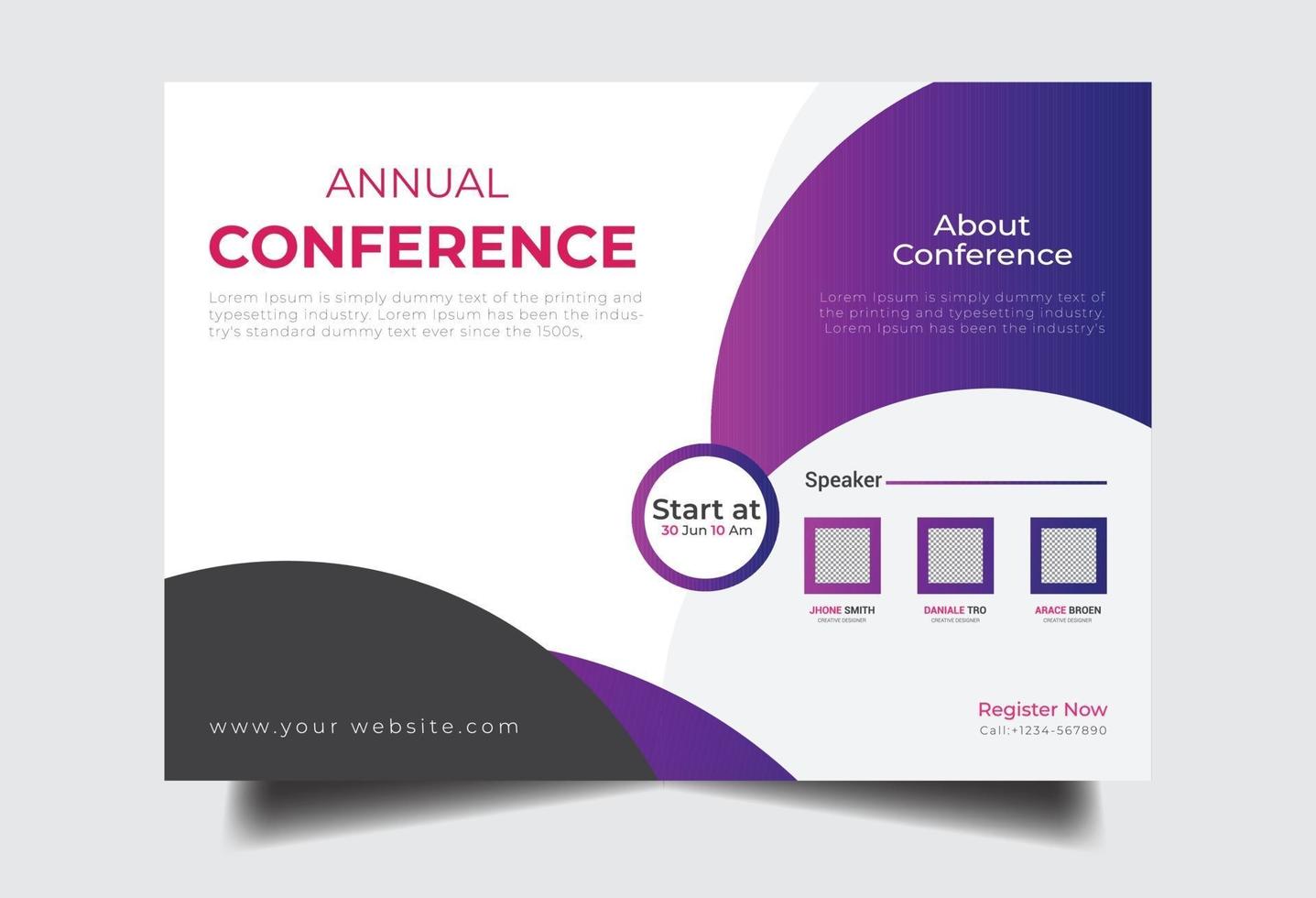 Horizontal Conference flyer vector template