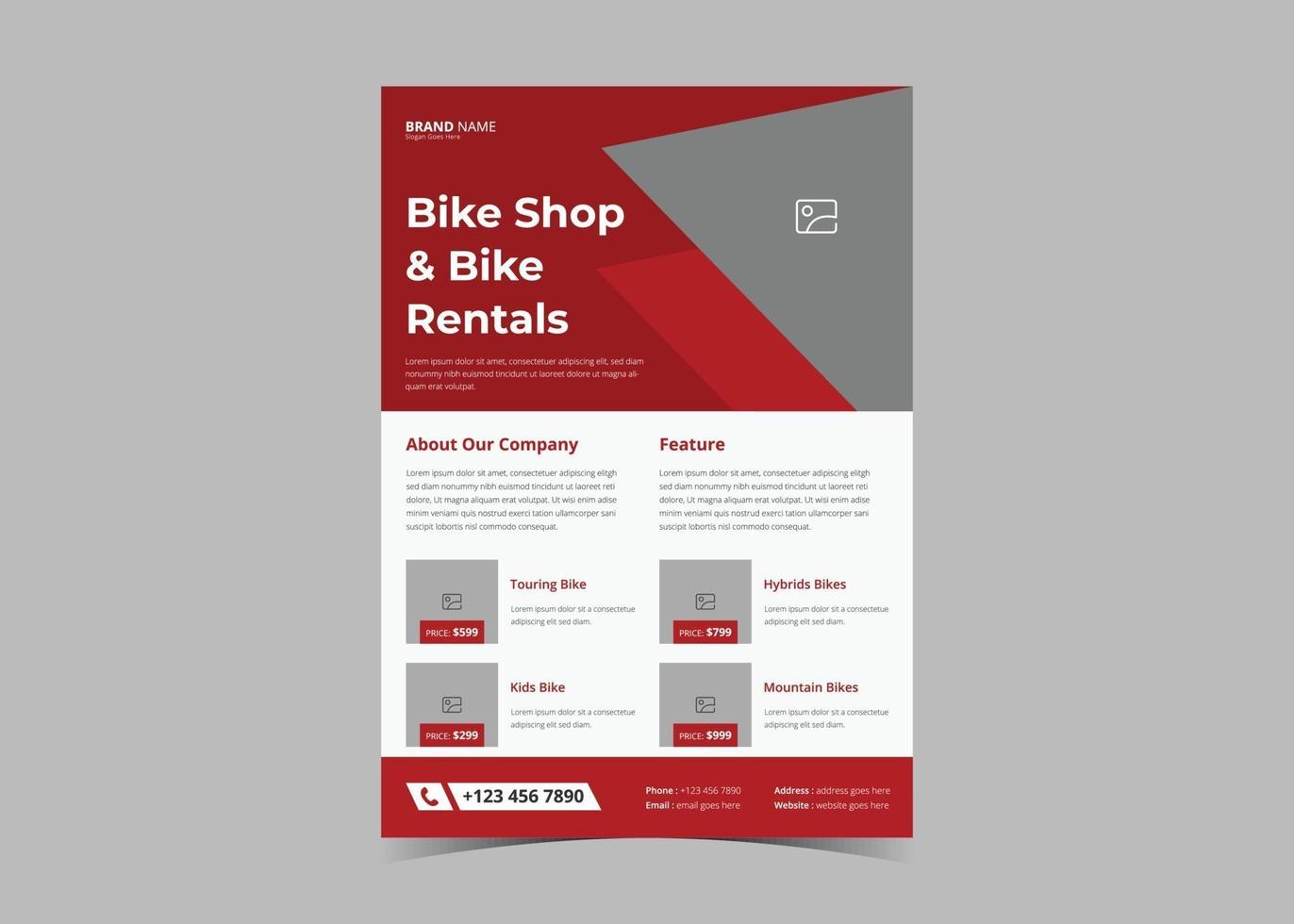 Bike shop opening flyer design vector