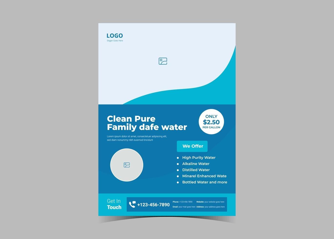 Pure water flyer design template vector