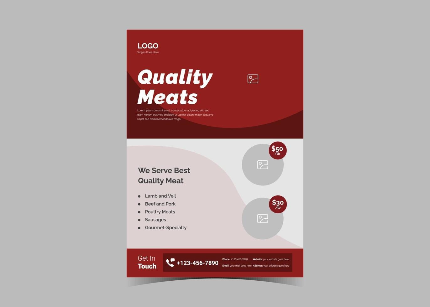 Fresh meat delivery flyer design template vector