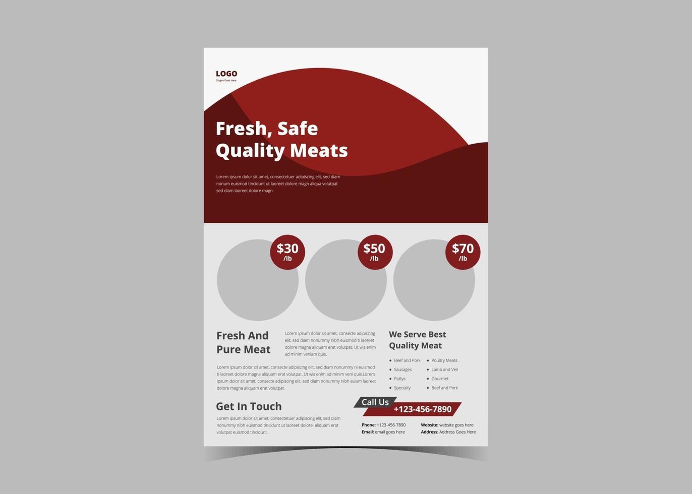 Fresh meat delivery flyer design template vector