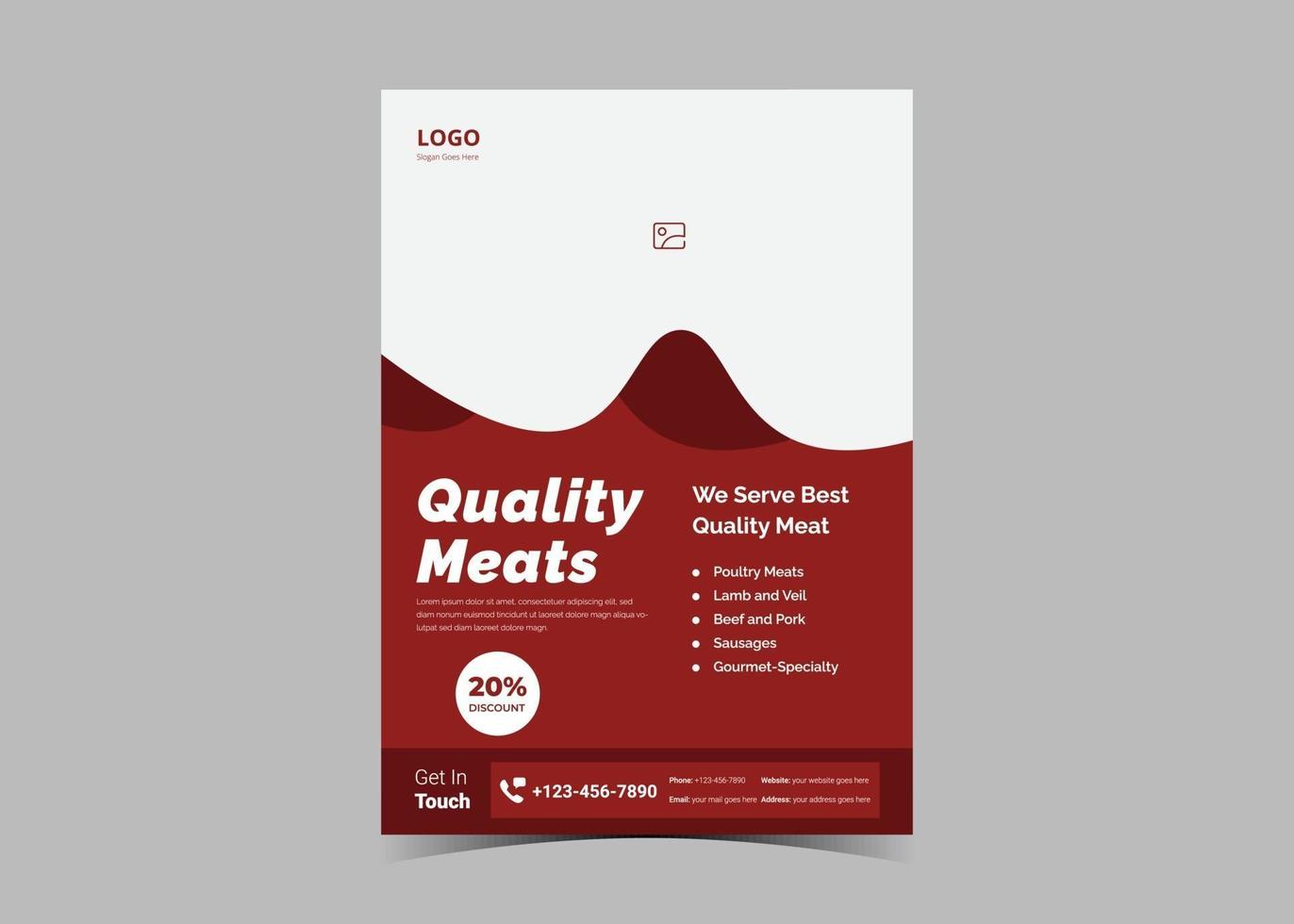 Fresh meat delivery flyer design template vector