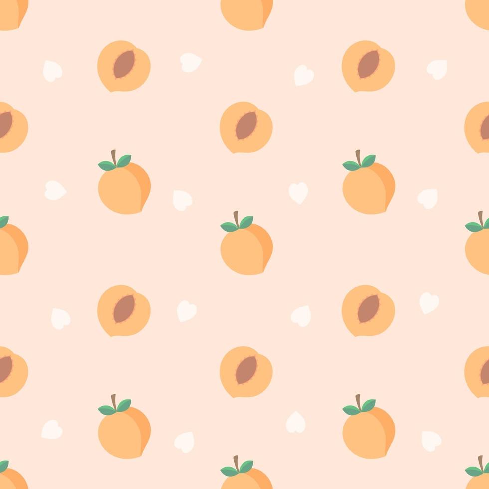Fresh Peach Fruit Seamless Pattern vector