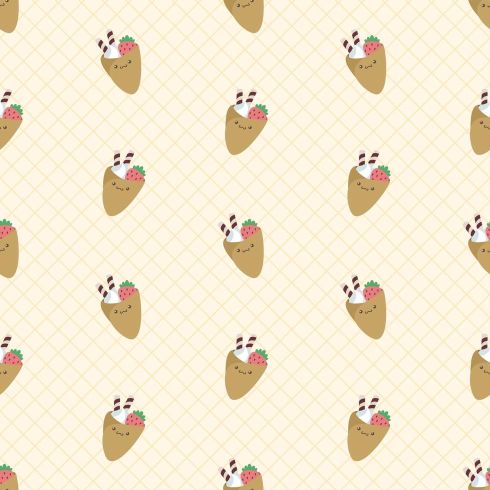 Cute Kawaii Crepes Seamless Pattern vector