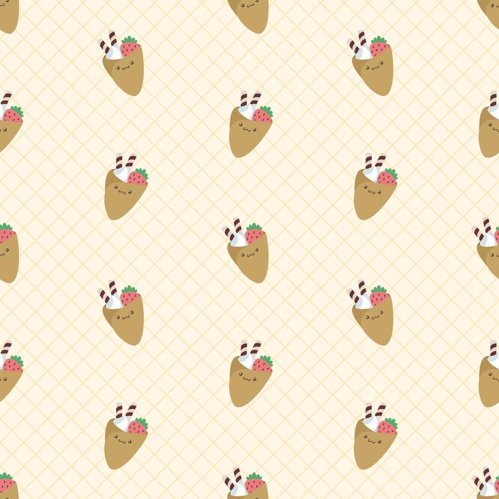 Cute Kawaii Crepes Seamless Pattern vector