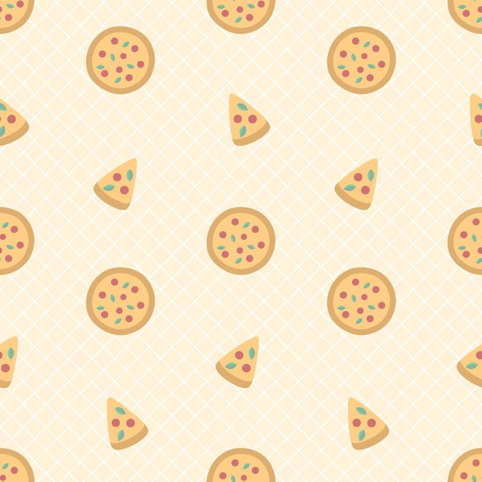 Cute Pizza And Slice Seamless Pattern vector