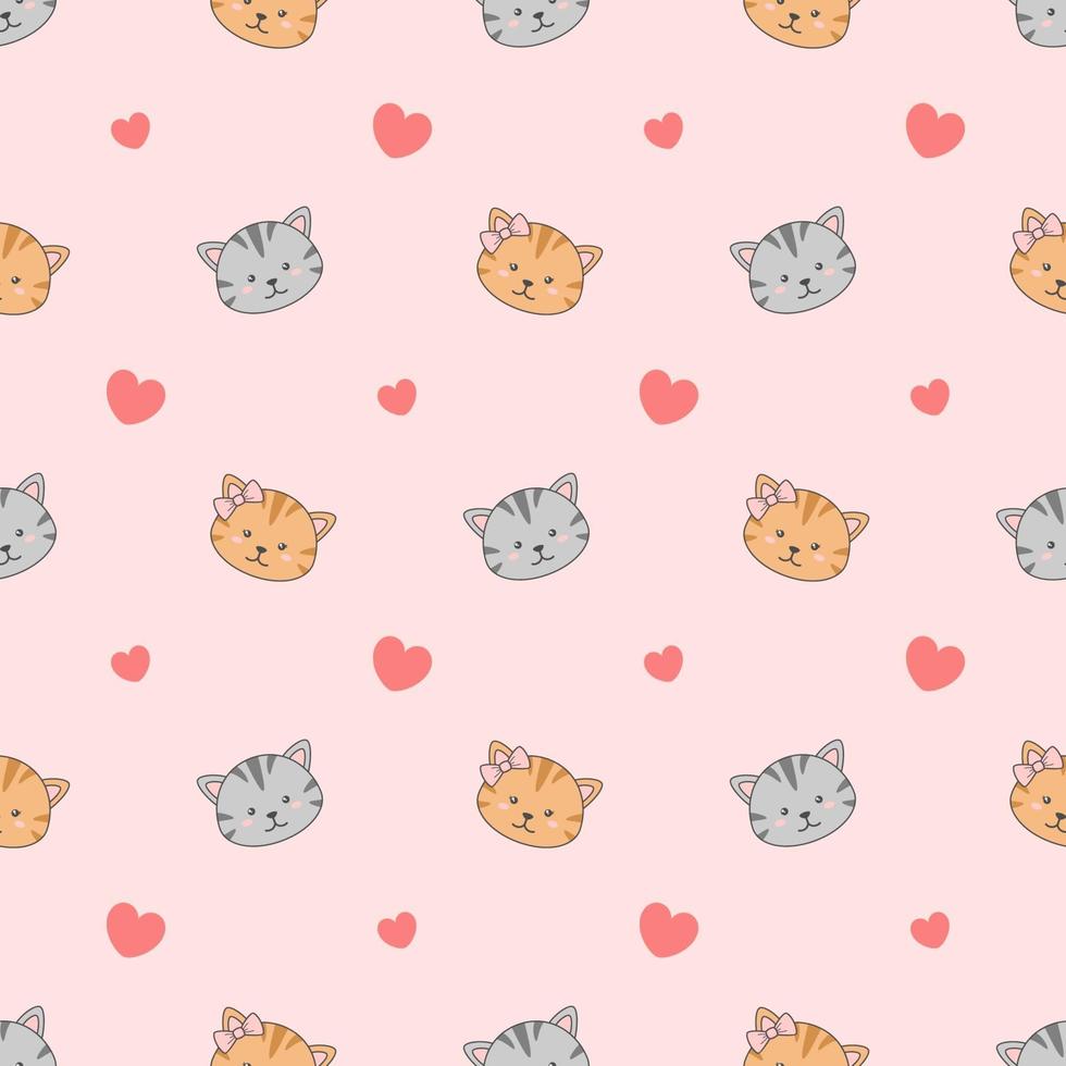Cute Couple Cat Seamless Pattern vector
