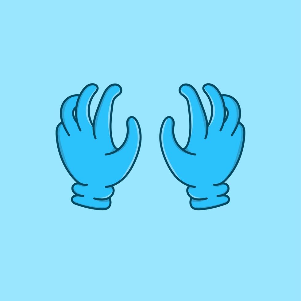 guantes azules dedo aislado ilustración vectorial. elemento de guante médico vector