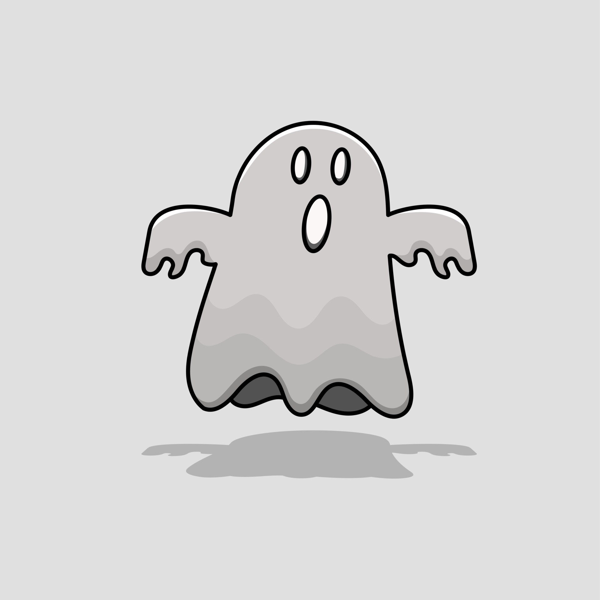 Halloween fantasma estilo de dibujos animados aislado con vector de  contorno y sombra 3354586 Vector en Vecteezy
