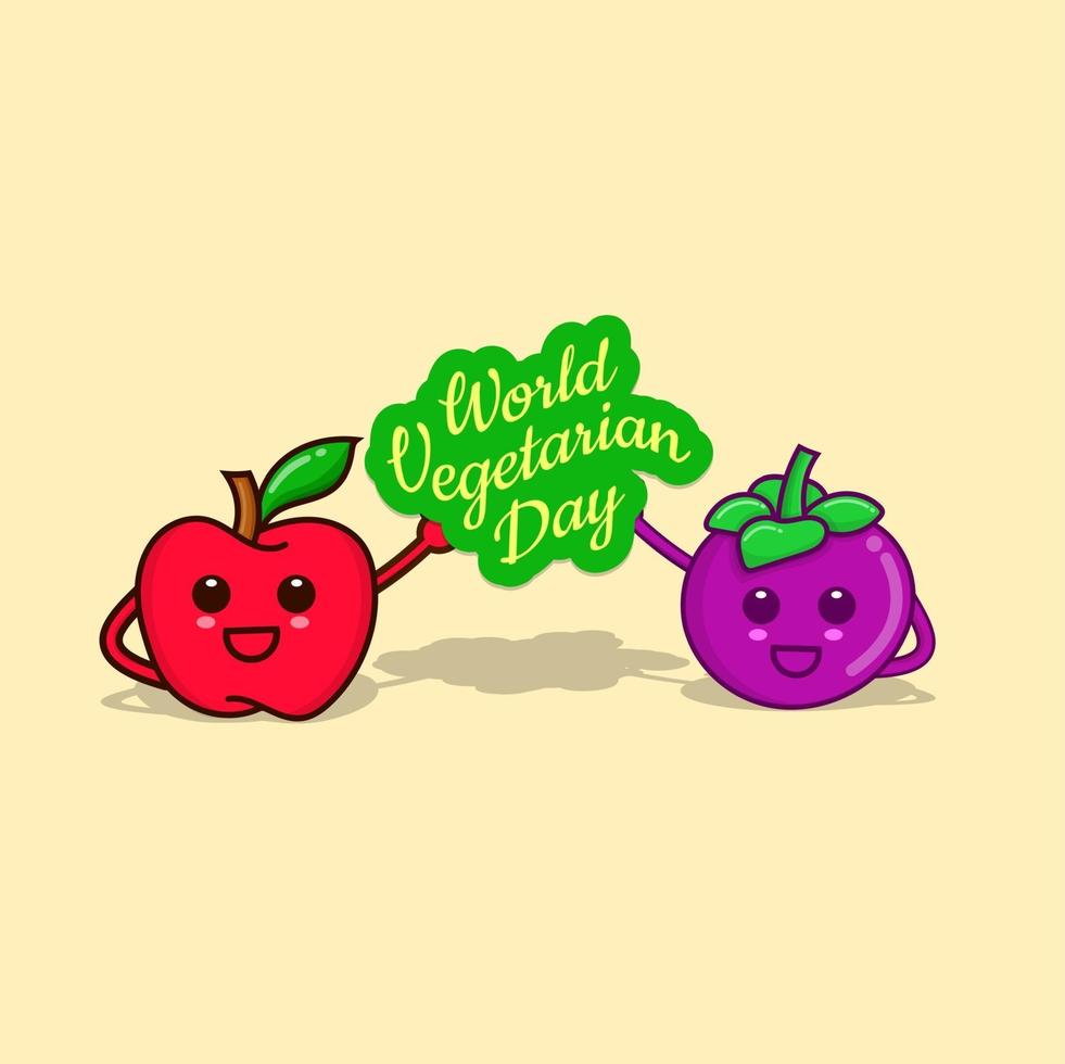 World vegetarian vegan day isolated vector illustration