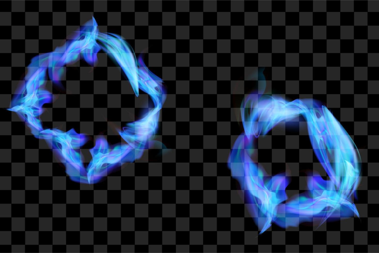 Set of blue fire object isolated vector illustration burn light effect