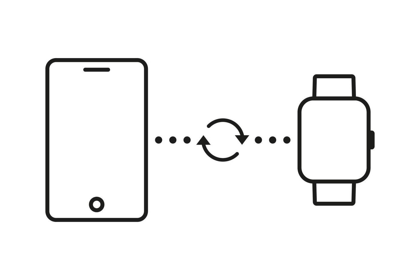 el teléfono inteligente está desconectado de un reloj inteligente. ilustración del icono de vector. vector