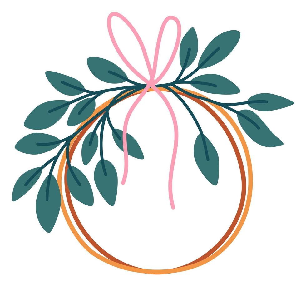 Christmas wreath with eucalyptus leaves and ribbon. vector