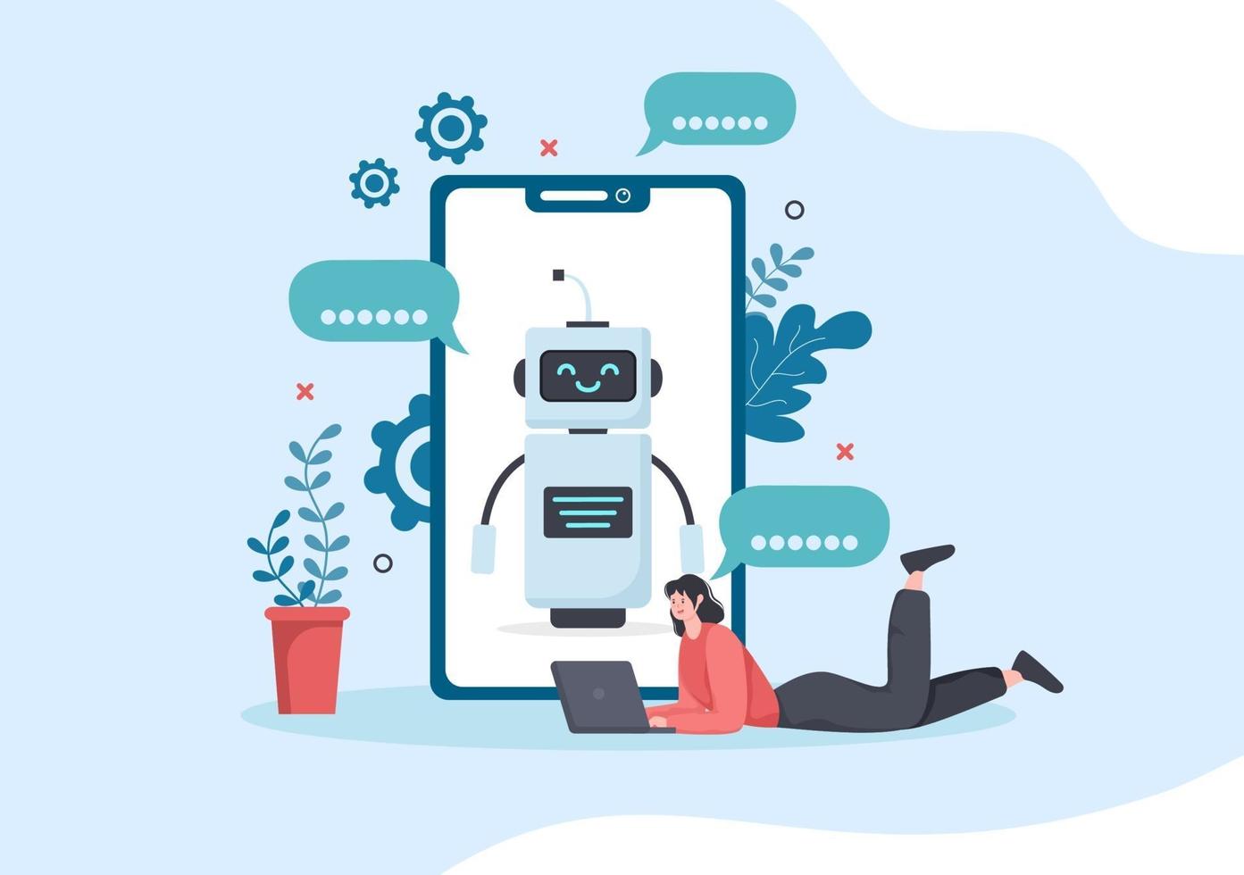 Robot Virtual Assistance or Chatbot Background Vector illustration