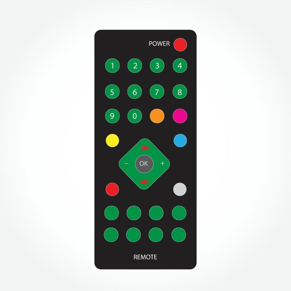 Black remote control for television on a white background vector