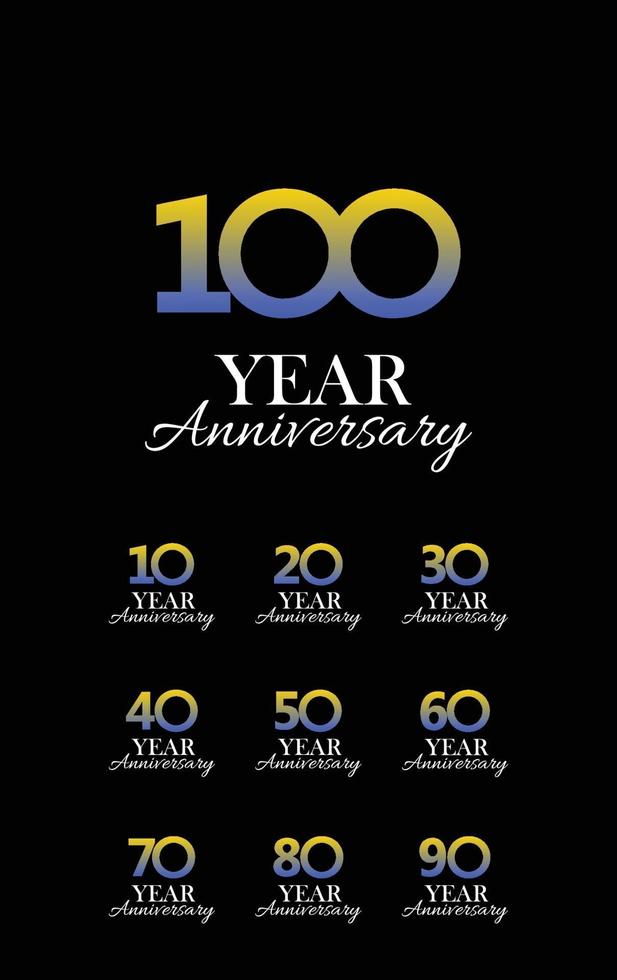 Year Anniversary Set Elegant Vector Template Design Illustration