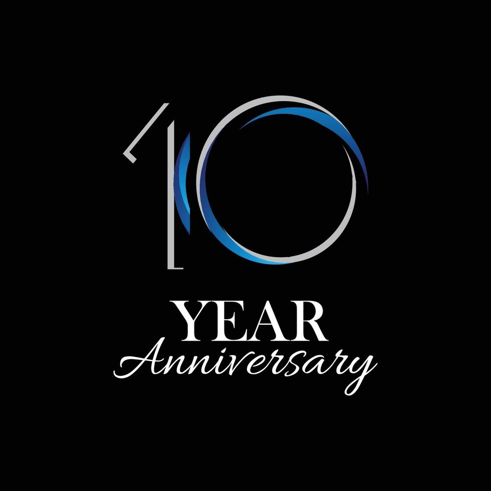 10 Year Anniversary Black Vector Template Design Illustration