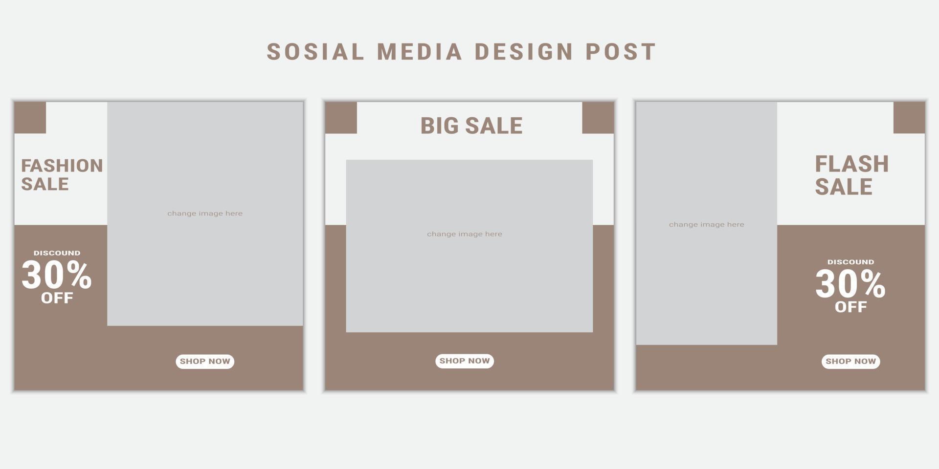 Editable Social Media Templates Design Posts Collection vector