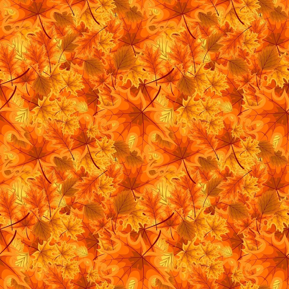 autumn orange and red fallen leaves. seamless pattern. vector