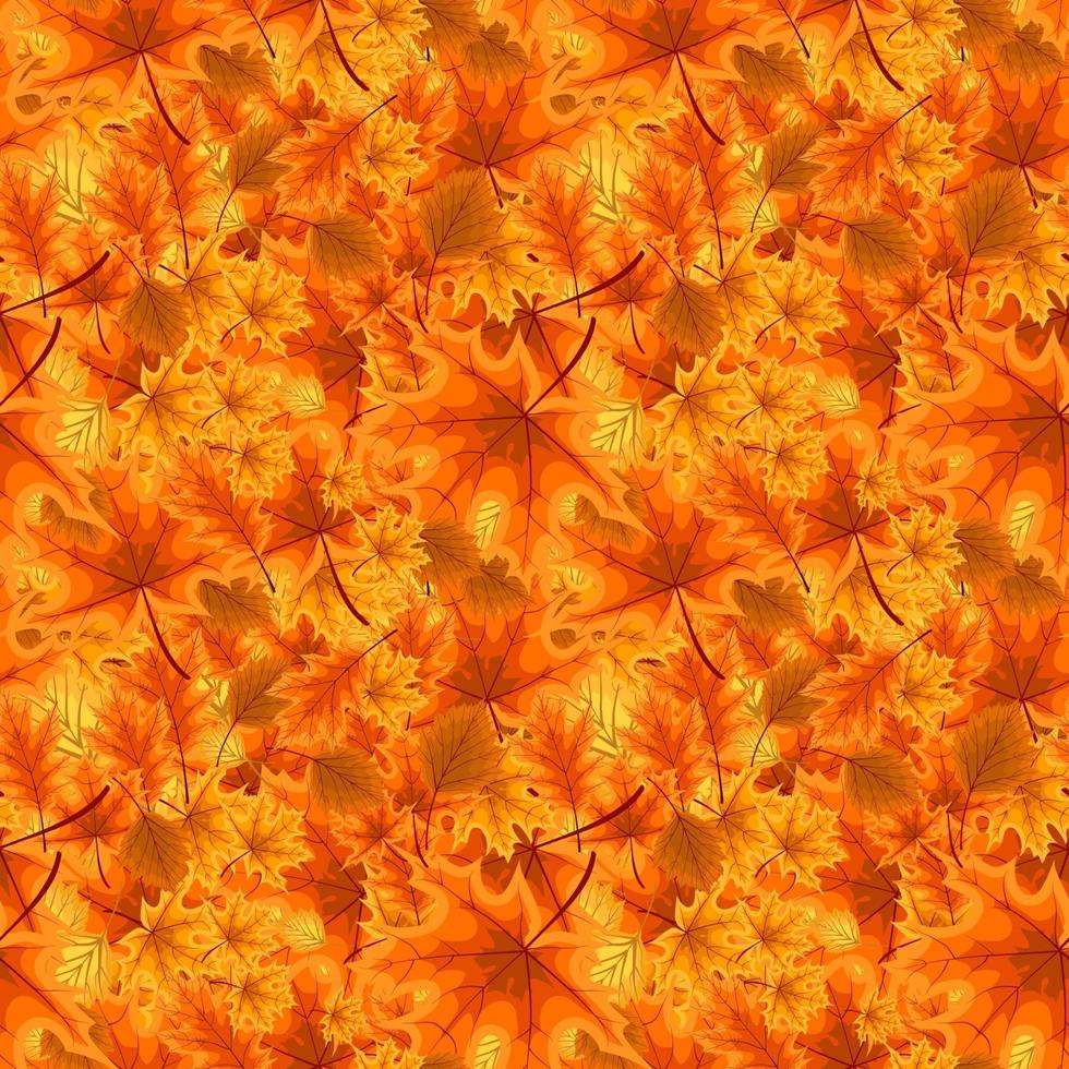 otoño hojas caídas de color naranja y rojo. patrón sin costuras. vector