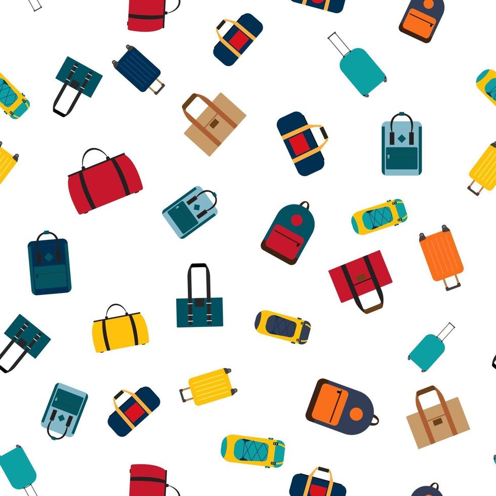Seamless pattern background with travel bags, backpacks, suitcases vector
