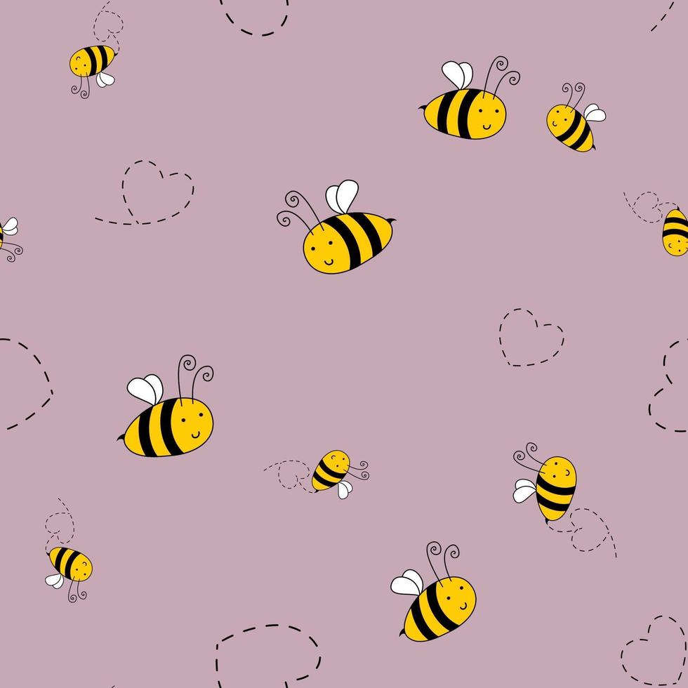 Bee cute seamless pattern background for kids textile. vector
