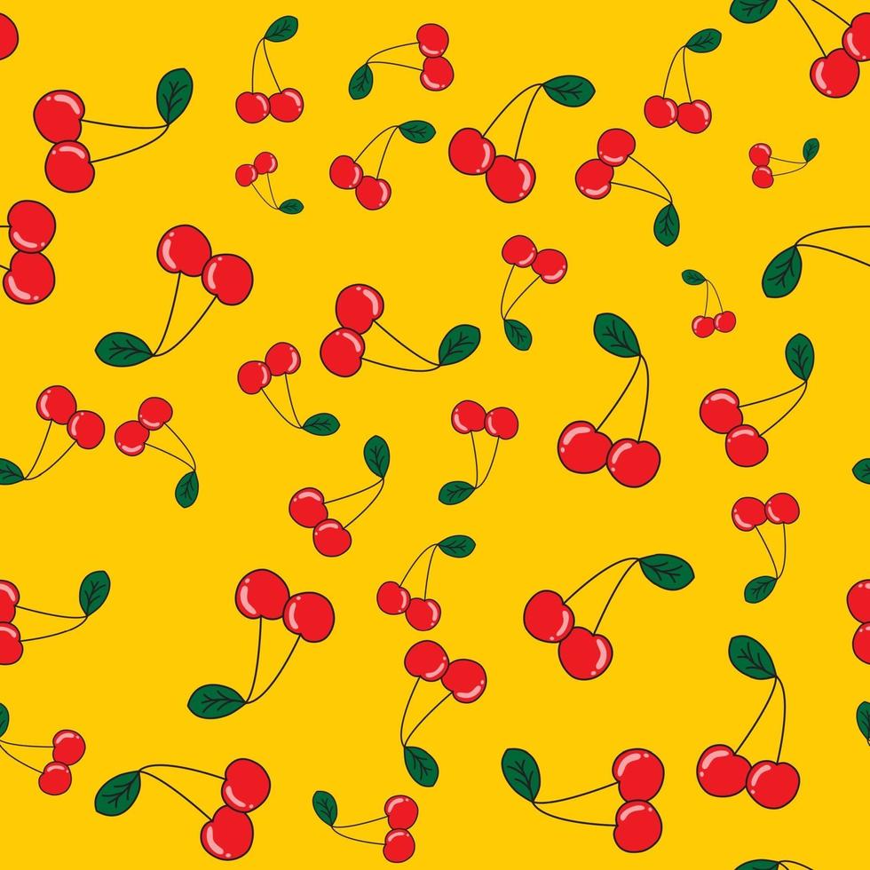 Cherry cute seamless pattern background for kids textile. vector