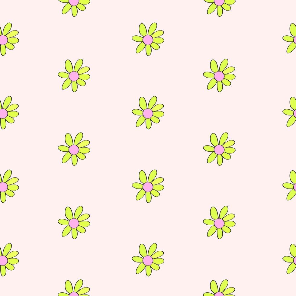 Simple Flower Seamless Pattern Background. Vector Illustration