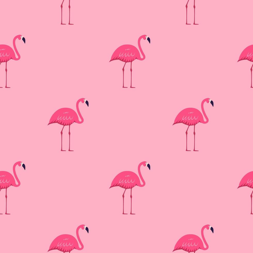 Pink Flamingo Seamless Pattern Background. Vector Illustration