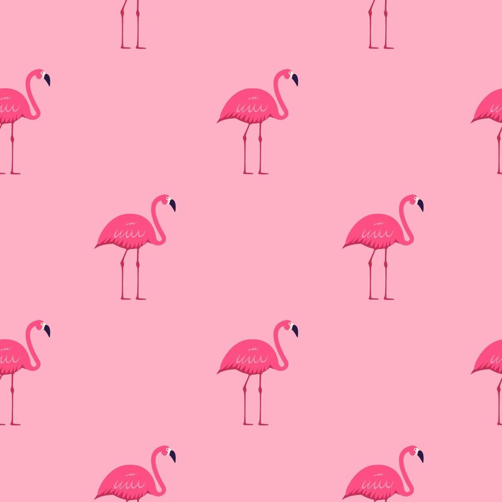 Pink Flamingo Seamless Pattern Background. Vector Illustration