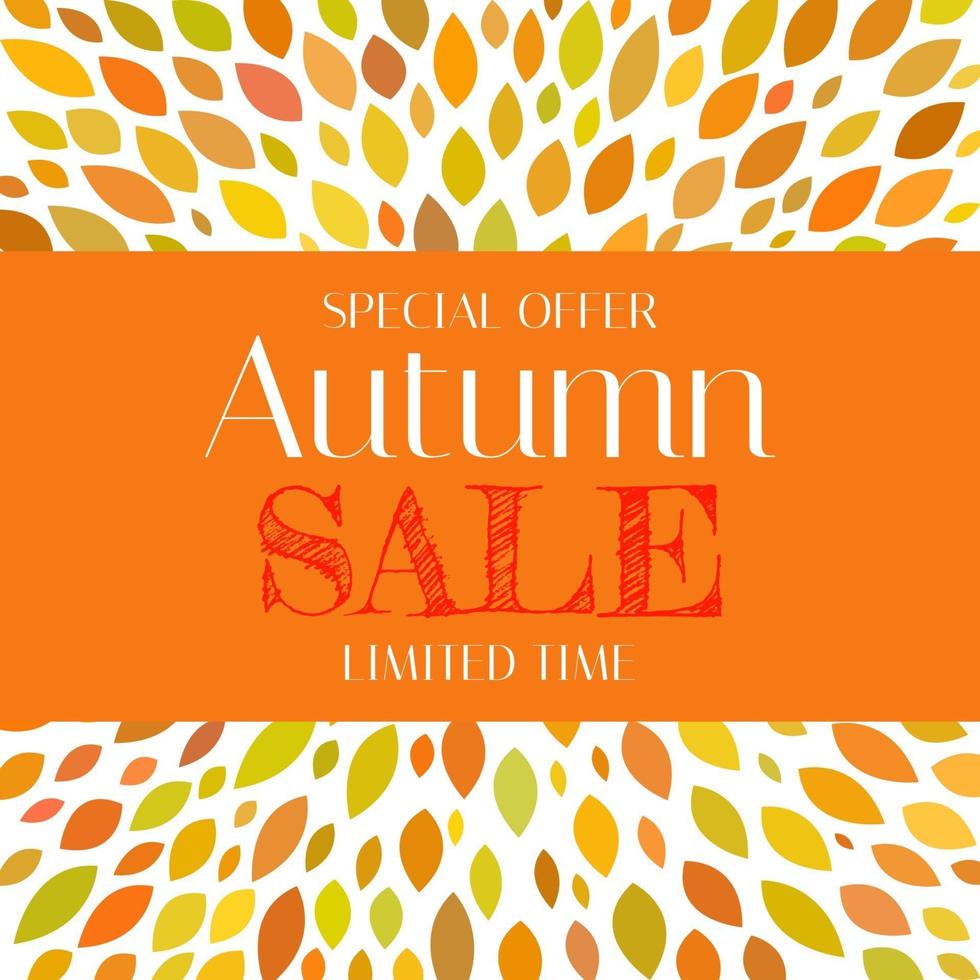 Autumn Sale Background Template with leaves. Special offer vector