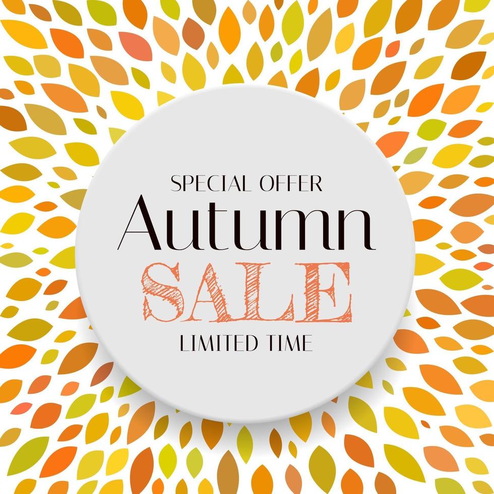 Autumn Sale Background Template with leaves. Special offer vector