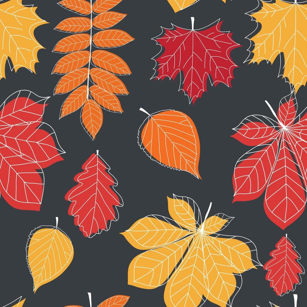 Abstract Seamless Pattern Background with Falling Autumn Leaves vector