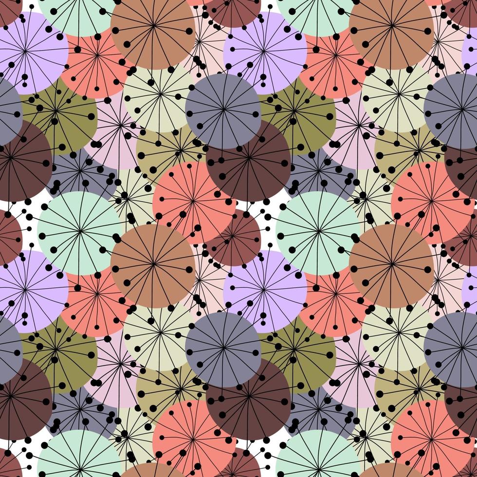 Colorful Abstract Hand Drawn Dandelion flower. Seamless pattern vector
