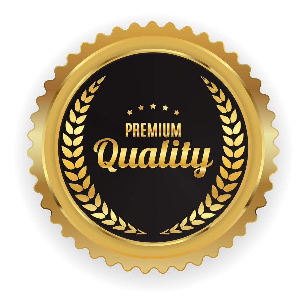 Premium Quality Golden Label Sign. Vector Illustration