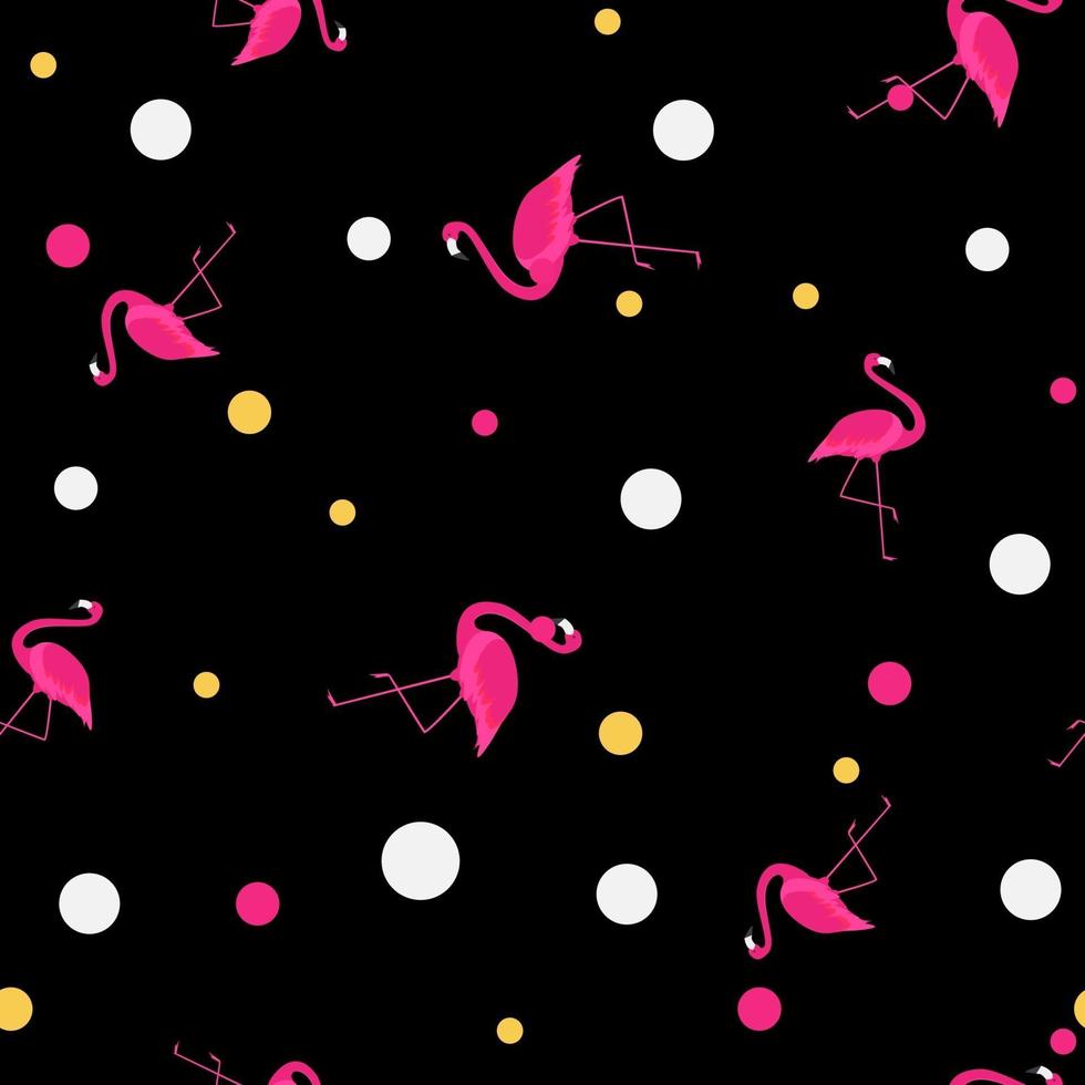 Pink Flamingo Cute Seamless Pattern Background Vector Illustration