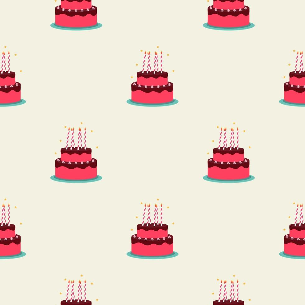 Birthday Cake Seamless Pattern Background Vector Illustration