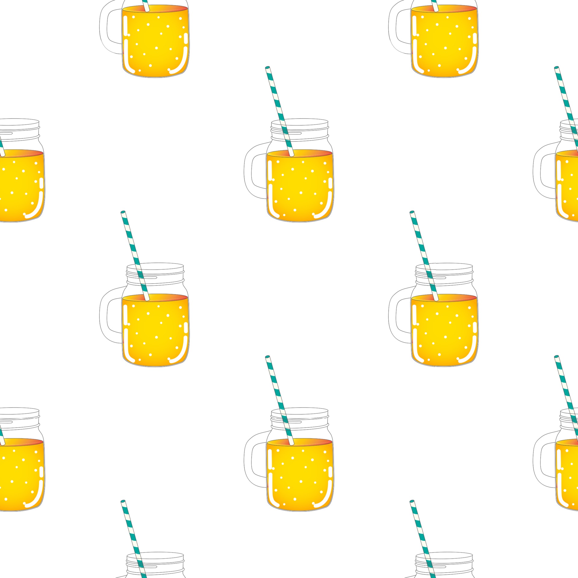 Jar of lemonade Seamless Pattern Background. Vector Illustration