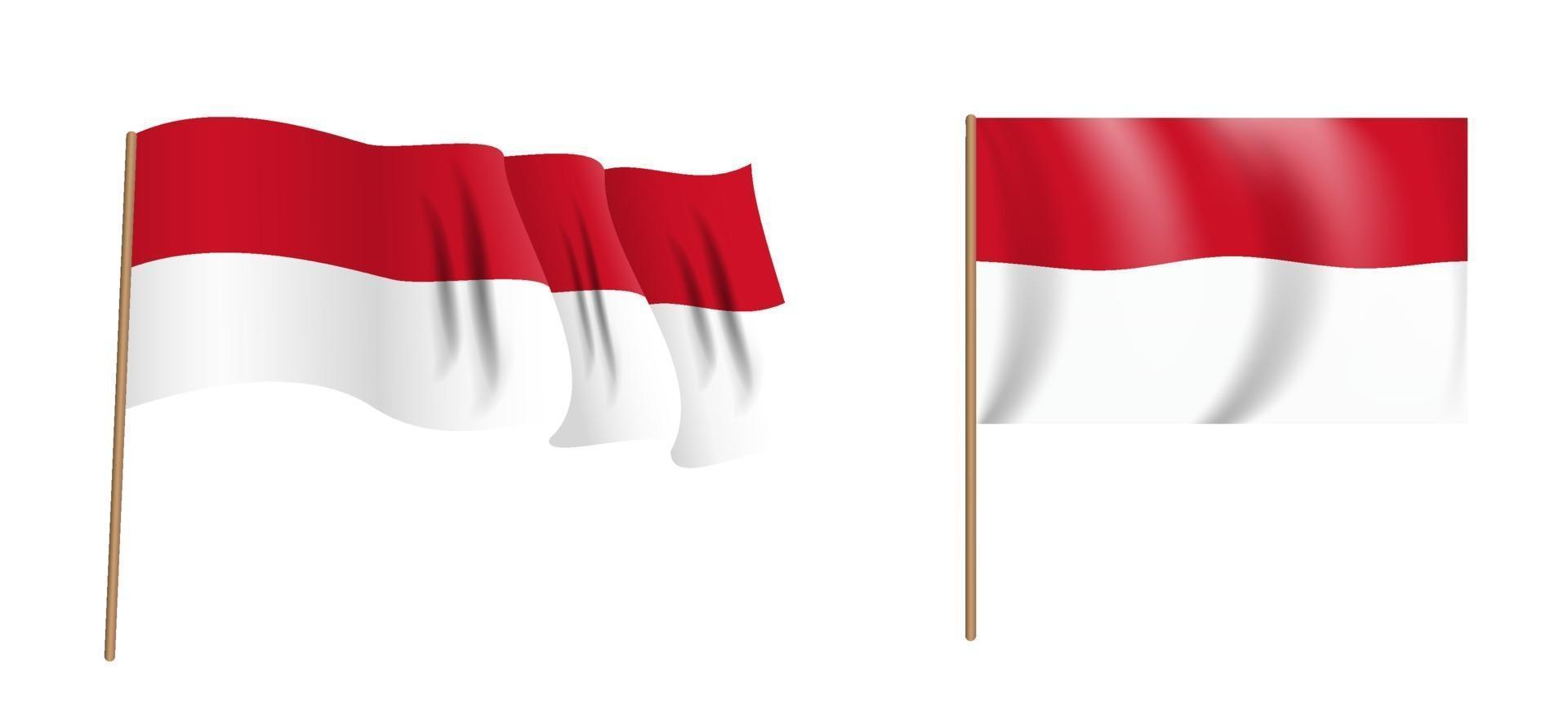 colorful naturalistic waving Monaco flag. Vector Illustration