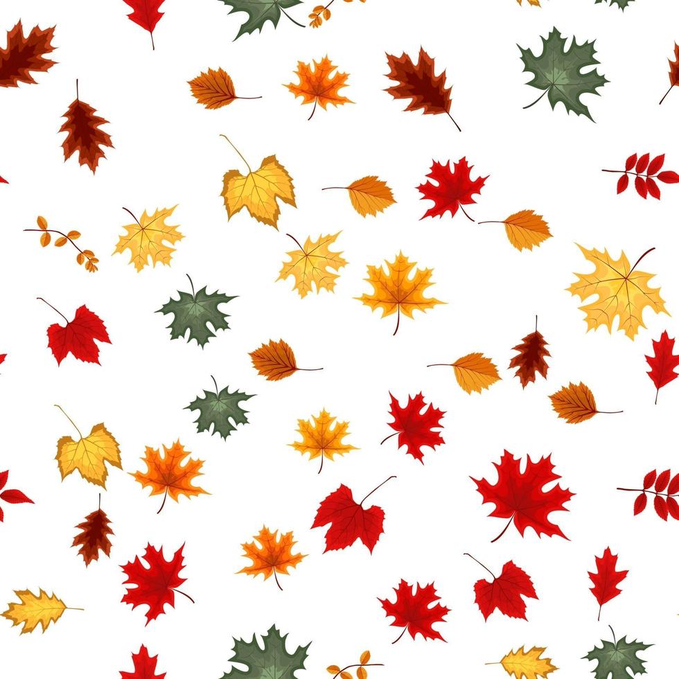 Abstract Autumn Seamless Pattern Background with Falling Autumn Leaves vector