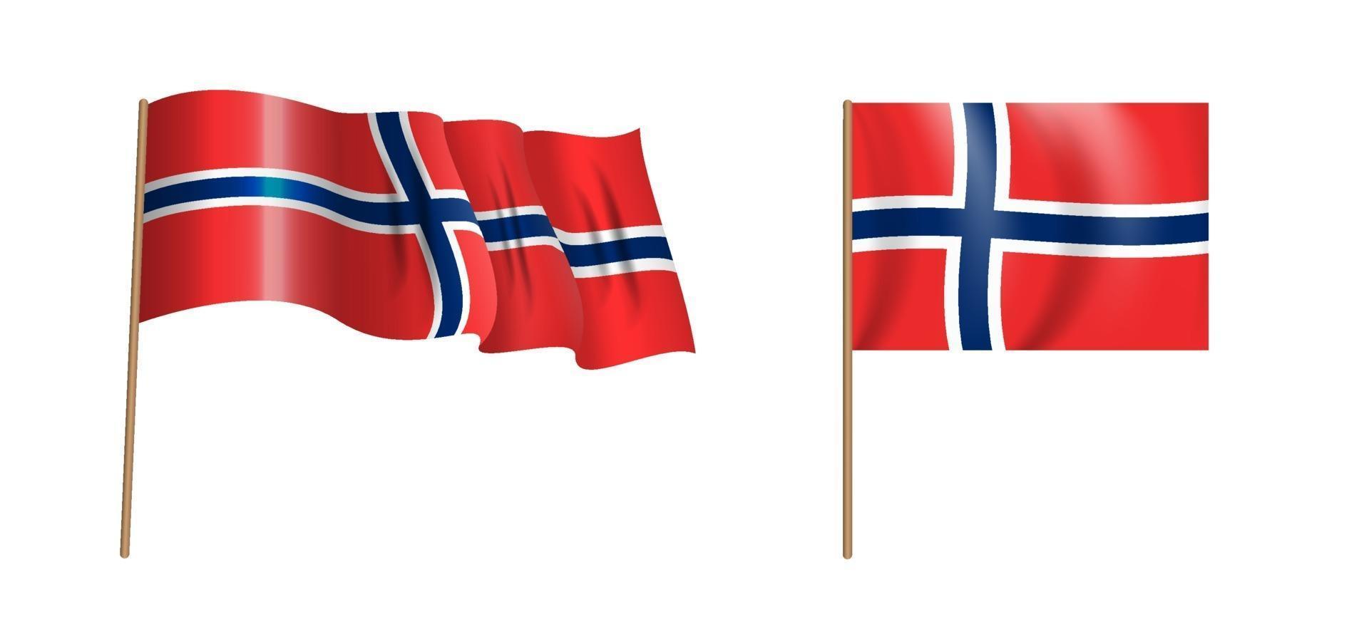 colorful naturalistic waving Norway flag. Vector Illustration