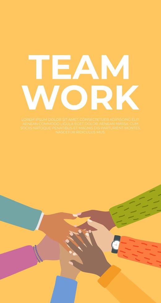 Team Work. People community integration concept with human hands vector