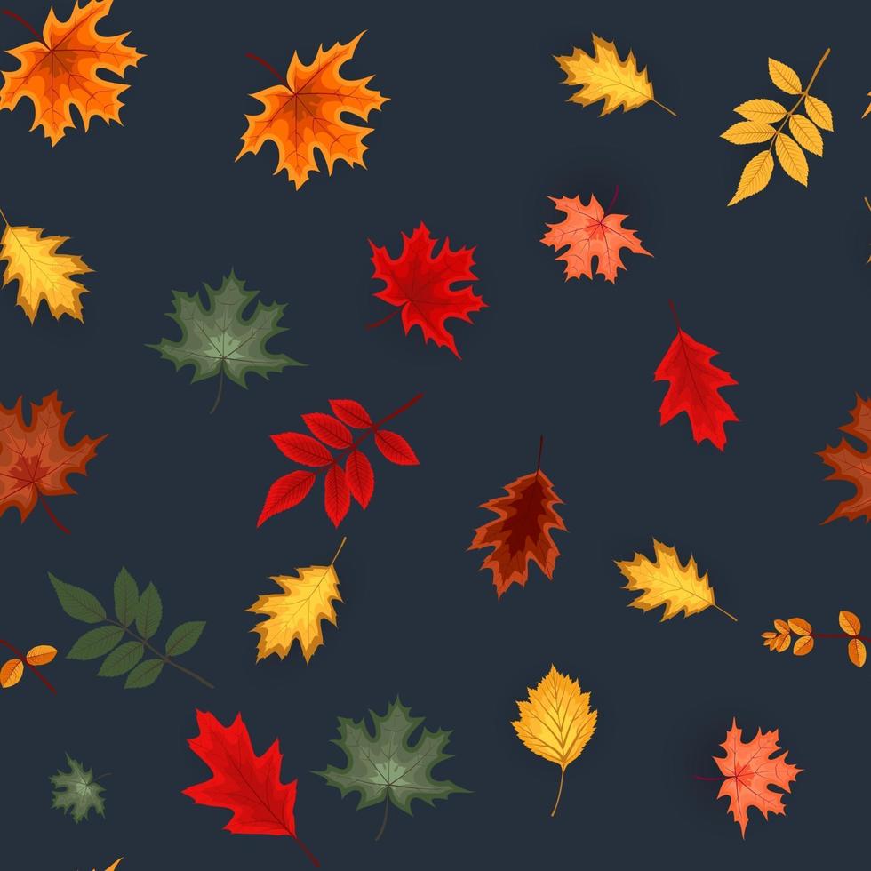 Abstract Autumn Seamless Pattern Background with Falling Autumn Leaves vector