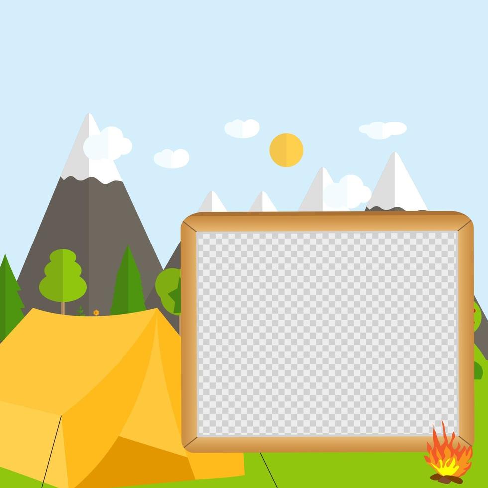 Flat cartoon style nature landscape and trees. Summer Camp Concept vector