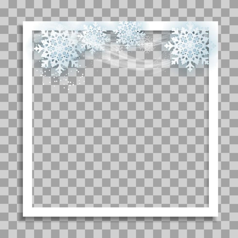 Empty Photo Frame with Winter Snow Template vector