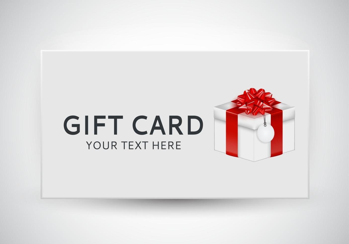 Gift Card Template with Gift Box, Bow and Ribbon vector